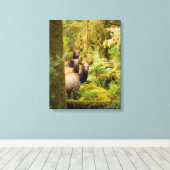 Drie Roosevelt-elandkoeien die uitzicht bekijken Canvas Afdruk (Insitu (Houten vloer))
