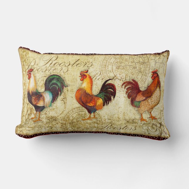 Drie Roosters Kussen (Voorkant)