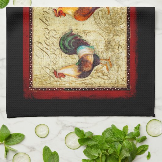 Drie Roosters Theedoek (Gevouwen)