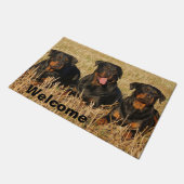 Drie rottweiler-honden - pakket rotaties - Welkom Deurmat (Schuin)