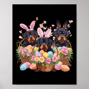 Drie Rottweiler Pasen Rottweiler Paasei Poster