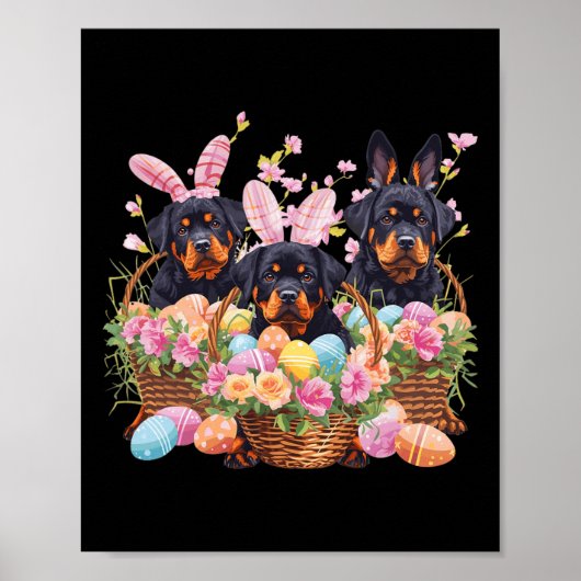 Drie Rottweiler Pasen Rottweiler Paasei Poster (Voorkant)