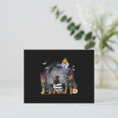 Drie rottweilers Satan Witch Mummy Halloween Cost Feestdagenkaart (Staand voorkant)