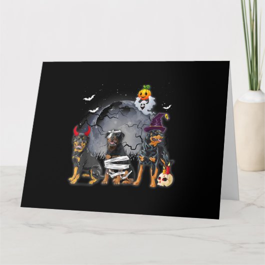 Drie rottweilers Satan Witch Mummy Halloween Cost Kaart (Voorkant)