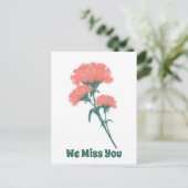 Drie roze anjers, we missen je. briefkaart (Staand voorkant)