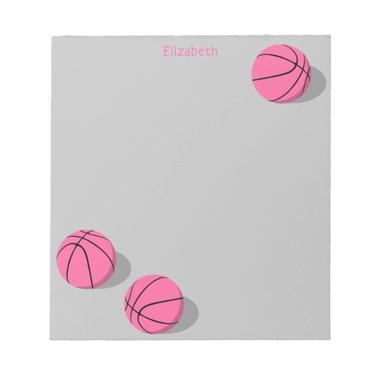 drie roze basketballen girale sport op maat notitieblok (Voorkant)