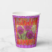 Drie roze bloemen 2 papieren bekers (Achterkant)