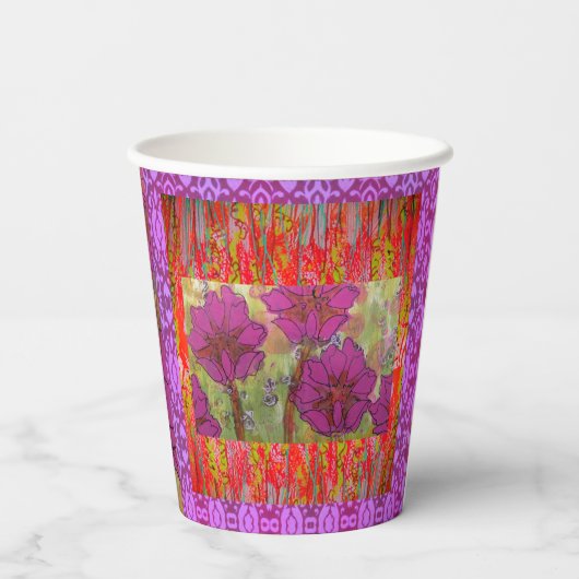 Drie roze bloemen 2 papieren bekers (Achterkant)