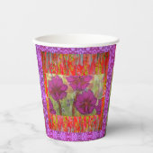 Drie roze bloemen 2 papieren bekers (Voorkant)