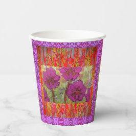 Drie roze bloemen 2 papieren bekers