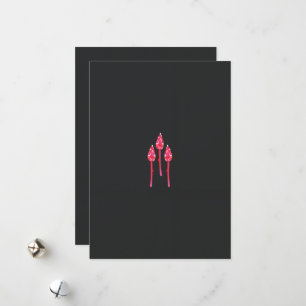 Drie roze bloemen met een zwarte achtergrond feestdagenkaart