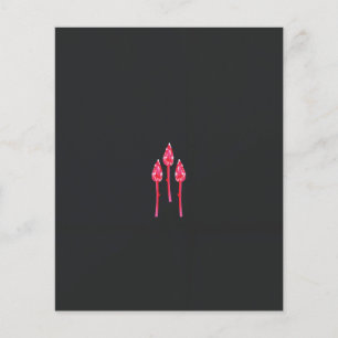 Drie roze bloemen met een zwarte achtergrond flyer