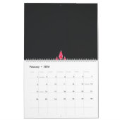 Drie roze bloemen met een zwarte achtergrond kalender (Feb 2026)