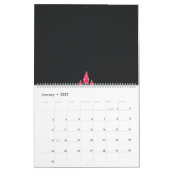 Drie roze bloemen met een zwarte achtergrond kalender (Jan 2027)