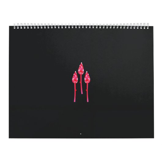 Drie roze bloemen met een zwarte achtergrond kalender (Hoes)