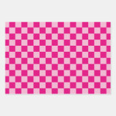 Drie roze dambord inpakpapier vel (Voorkant 3)