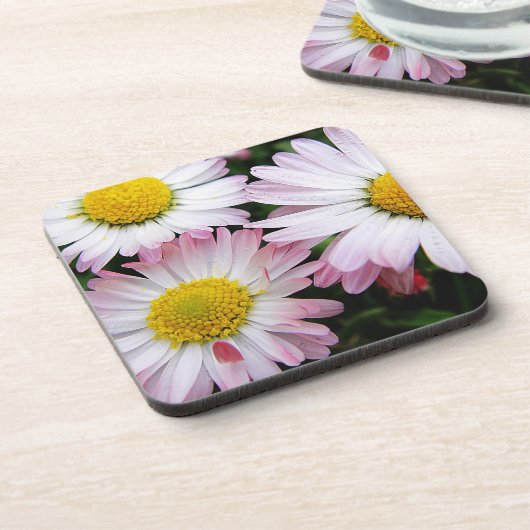 Drie roze en witte zeeschildpadden bier onderzetter (Linkerzijde)