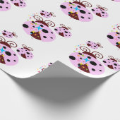 Drie roze en zwarte ladybug met sterren cadeaupapier (Hoek)