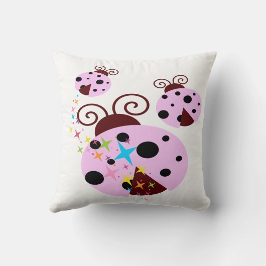 Drie roze en zwarte ladybug met sterren kussen (Achterkant)