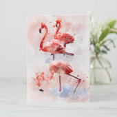 Drie Roze Flamingo's in Aquarel Kunstprint Bedankkaart (Staand voorkant)