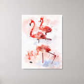 Drie Roze Flamingo's in Aquarel Kunstprint Canvas Afdruk (Voorkant)