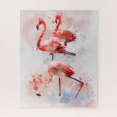 Drie Roze Flamingo's in Aquarel Kunstprint Legpuzzel (Verticaal)