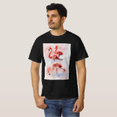 Drie Roze Flamingo's in Aquarel Kunstprint T-shirt (Voorkant volledig)