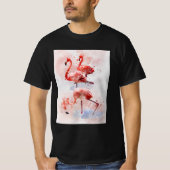 Drie Roze Flamingo's in Aquarel Kunstprint T-shirt (Voorkant)