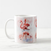 Drie Roze Flamingo's in Waterverf Kunstprint Koffiemok (Links)