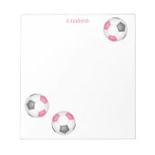 drie roze grijs voetballen meisjes naam notitieblok (Voorkant)