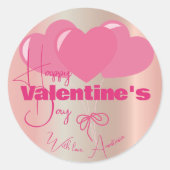 drie roze harten blij met Valentijnsdag Ronde Sticker (Voorkant)