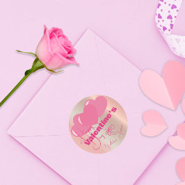 drie roze harten blij met Valentijnsdag Ronde Sticker