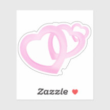 Drie roze hartjes overlappen met liefde