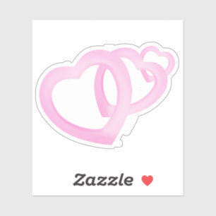 Drie roze hartjes overlappen met liefde sticker