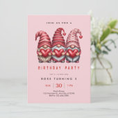 Drie Roze Kabouters 3e Verjaardag Kaart (Staand voorkant)