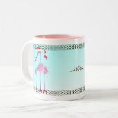 Drie roze kerstfeestjes tweekleurige koffiemok (Voorkant links)