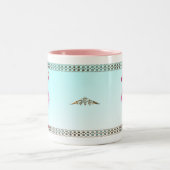 Drie roze kerstfeestjes tweekleurige koffiemok (Center)