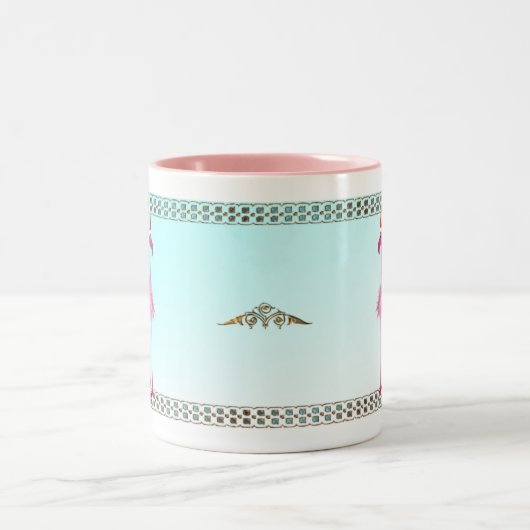 Drie roze kerstfeestjes tweekleurige koffiemok (Center)