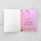 Drie roze kerstflamingo's feestdagen kaart (Binnen)