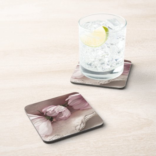 Drie roze kosmos drankjes onderzetter (Rechterzijde)