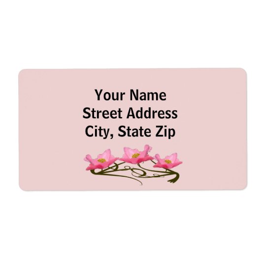 Drie roze papaver rand etiket (Voorkant)