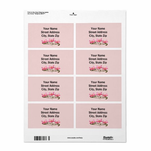 Drie roze papaver rand etiket (Full Sheet)