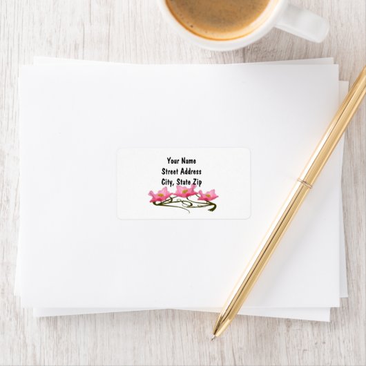 Drie roze paprika's Sjabloon foto-rand Etiket (Insitu)