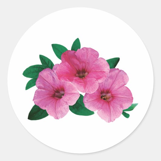 Drie Roze Petunias Ronde Sticker (Voorkant)