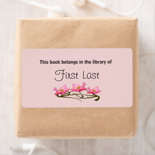 Drie Roze Poppies Border Bookplate Etiket (Insitu)