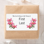 Drie roze Poppies Borders Bookplate Etiket (Insitu)