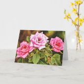 Drie roze roze roze gekleurde Kaart van de Kunstno (Gele Bloem)
