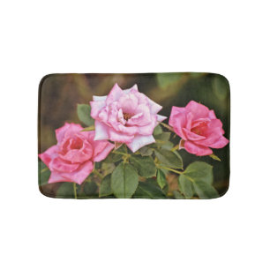Drie Roze Rozen Art Tuin Badmat Rug