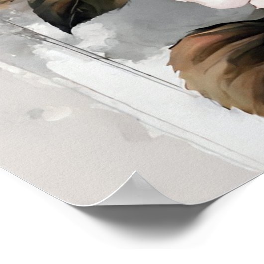 Drie Roze Rozen Floral Modern Art Poster (Hoek)