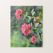 Drie Roze Rozen Rozentuin Kunstpuzzel Legpuzzel (Verticaal)